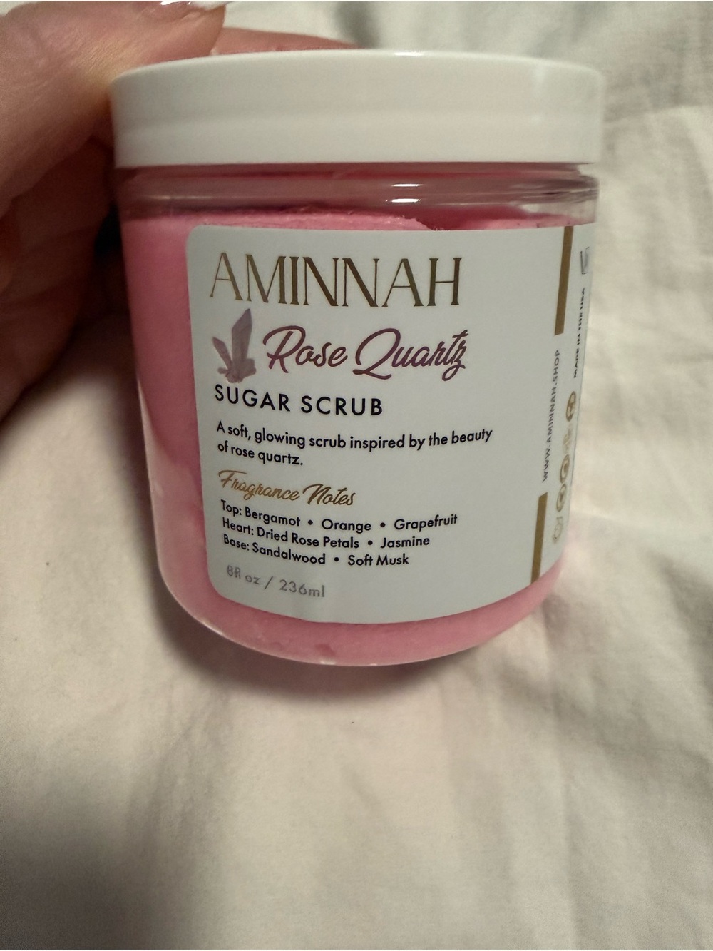 Aminnah “Rose Quartz” Limited Edition Sugar Scrub Exfoliating Body Scrub!